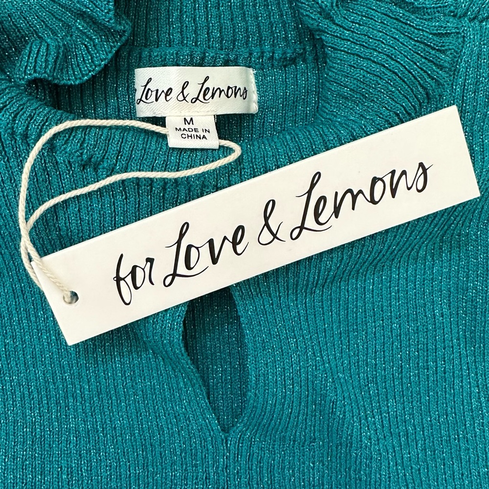 NWT FOR LOVE & LEMONS Lorelei Sweater – Size Medium Teal Turquoise - Picture 4 of 8
